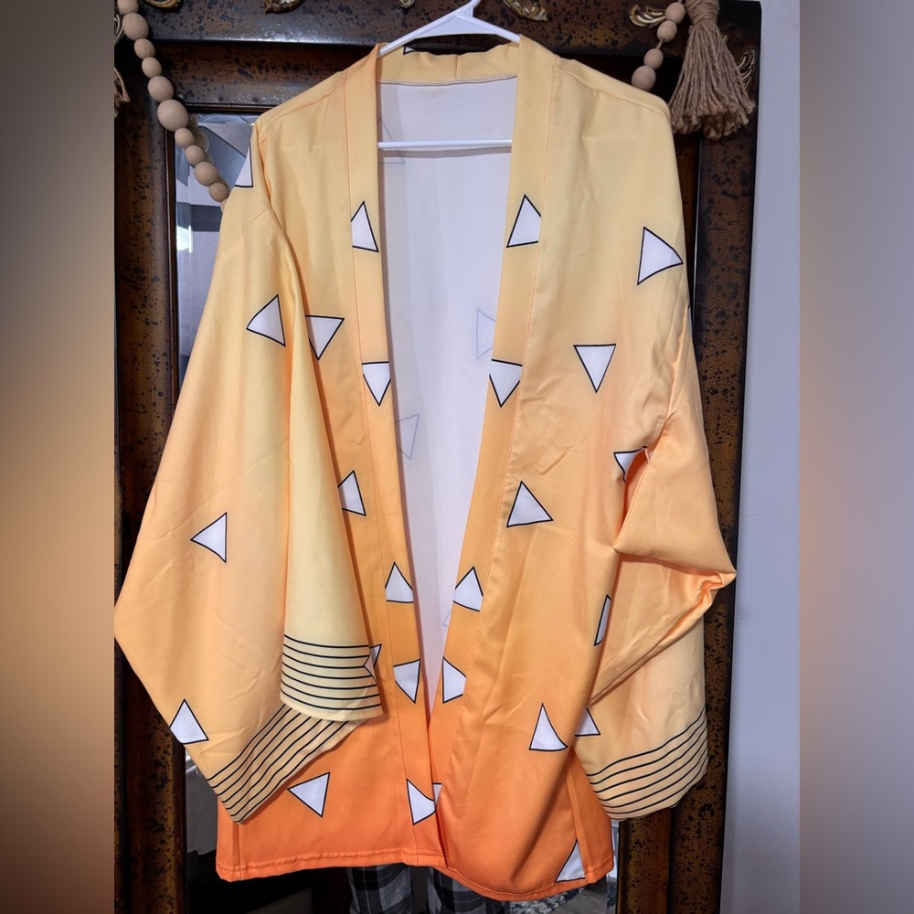 Yellow Orange Geometric Kimono Jacket